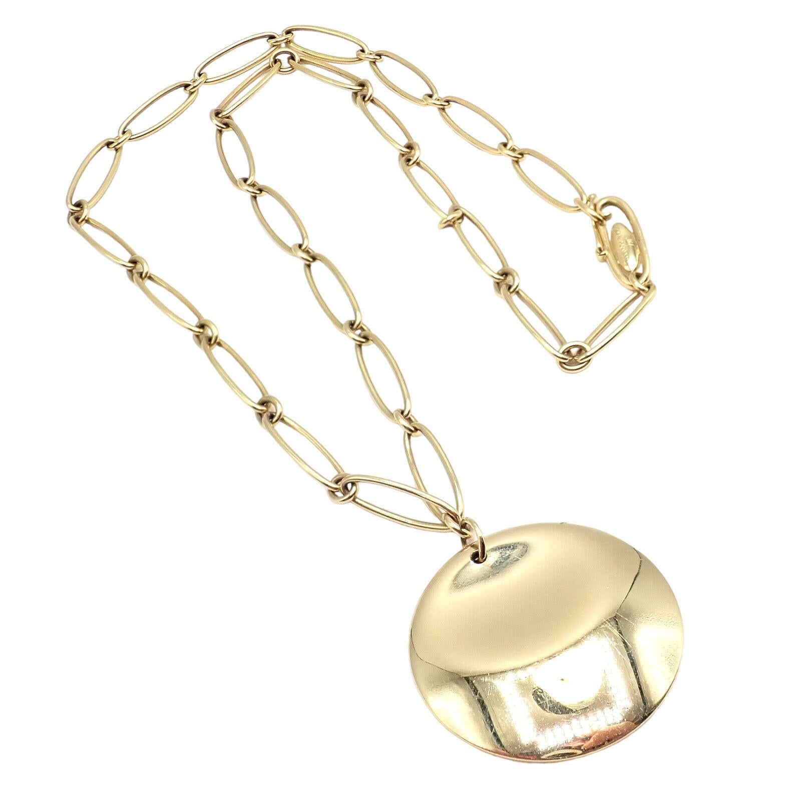 TIFFANY & CO Elsa Peretti 30mm Round Disc Yellow Gold Pendant Necklace For Sale 3