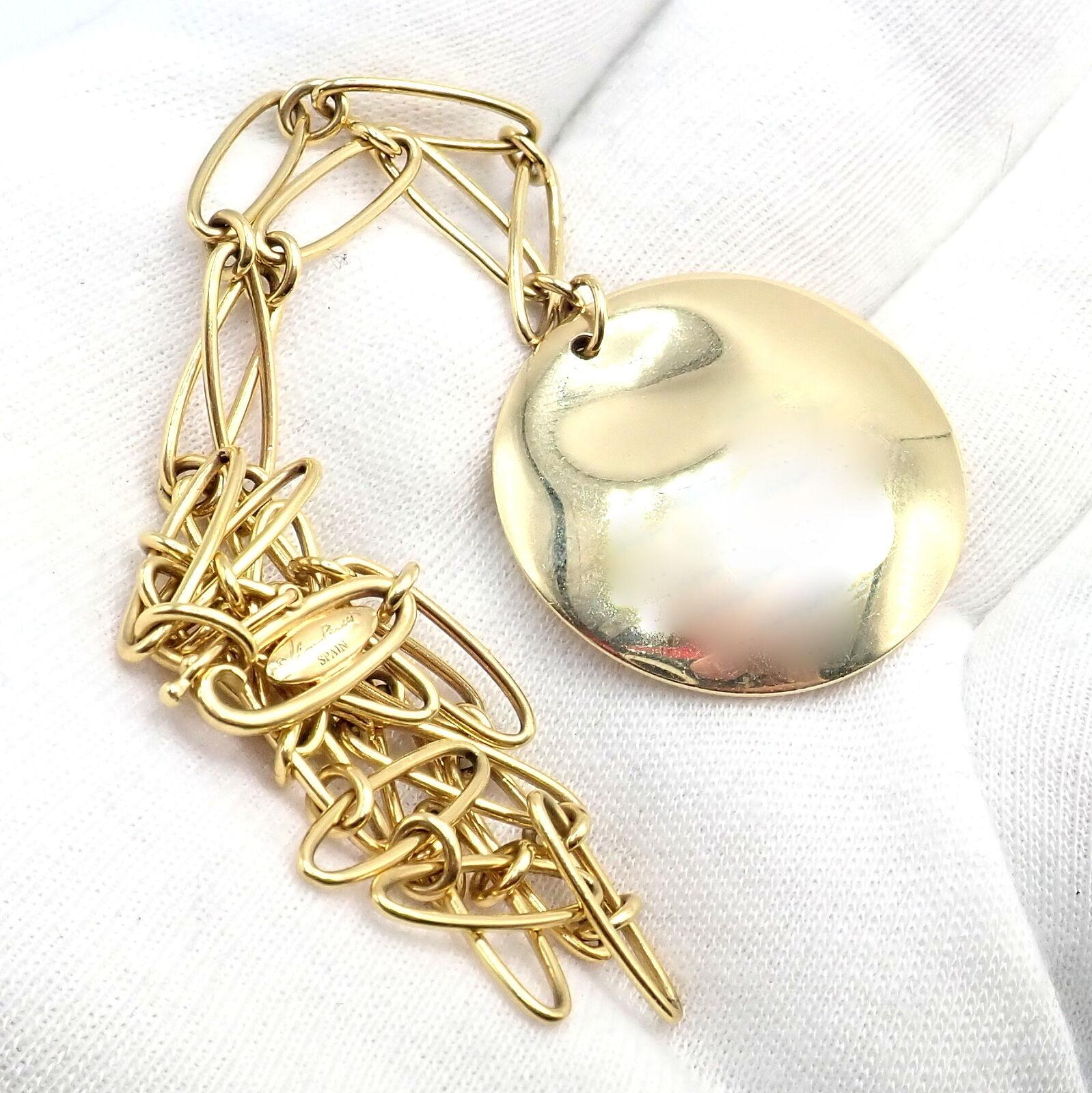 TIFFANY & CO Elsa Peretti 30mm Round Disc Yellow Gold Pendant Necklace For Sale 4