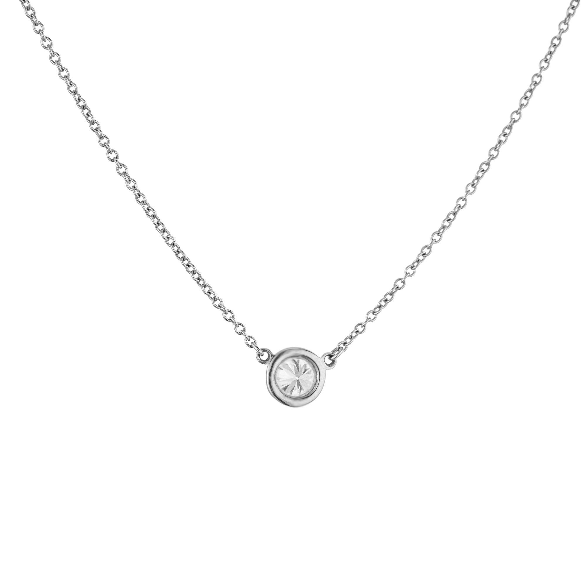 Tiffany & Co. Elsa Peretti .37 Carat Diamond Platinum Pendant Necklace In Excellent Condition For Sale In Stamford, CT