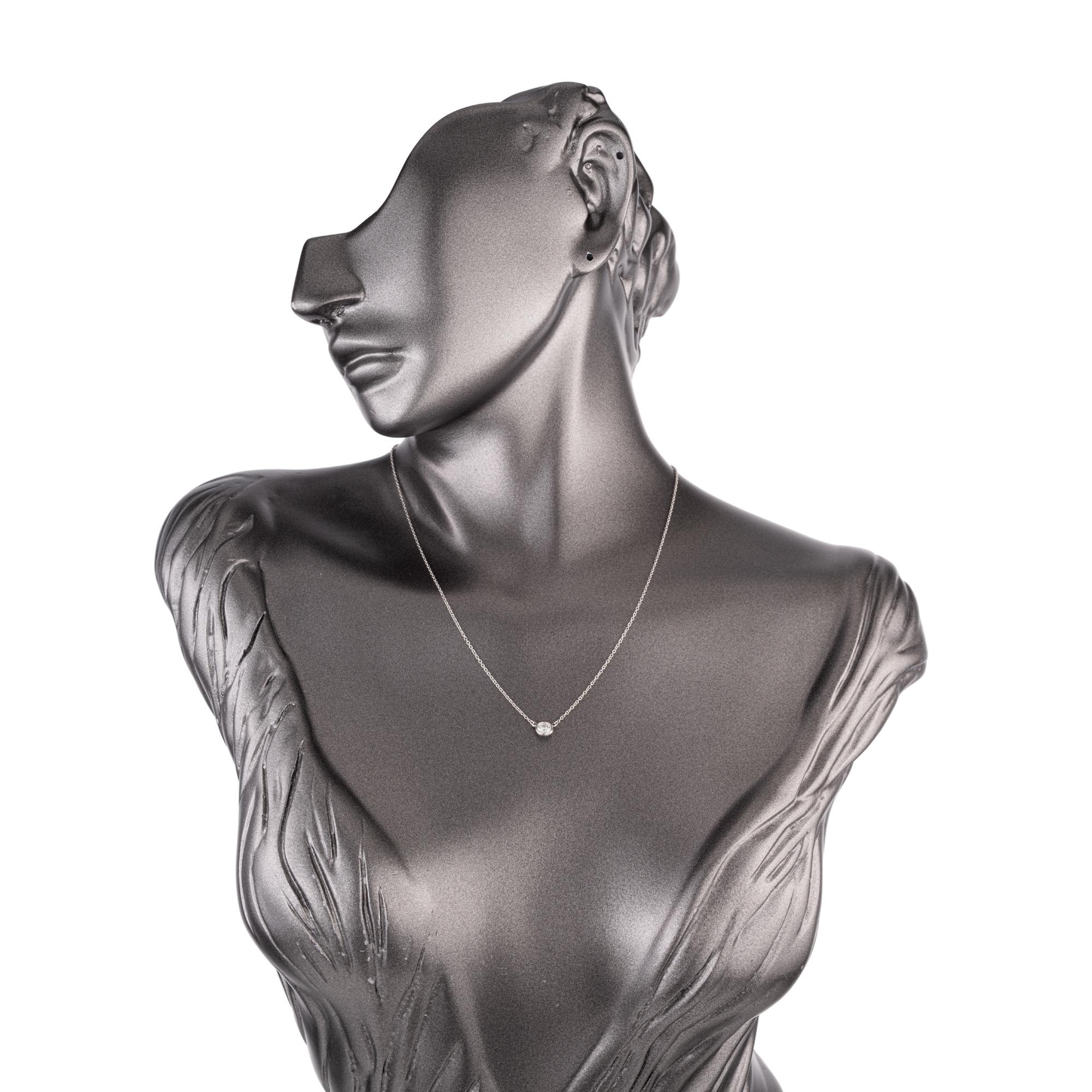 Tiffany & Co. Elsa Peretti .37 Carat Diamond Platinum Pendant Necklace For Sale 2