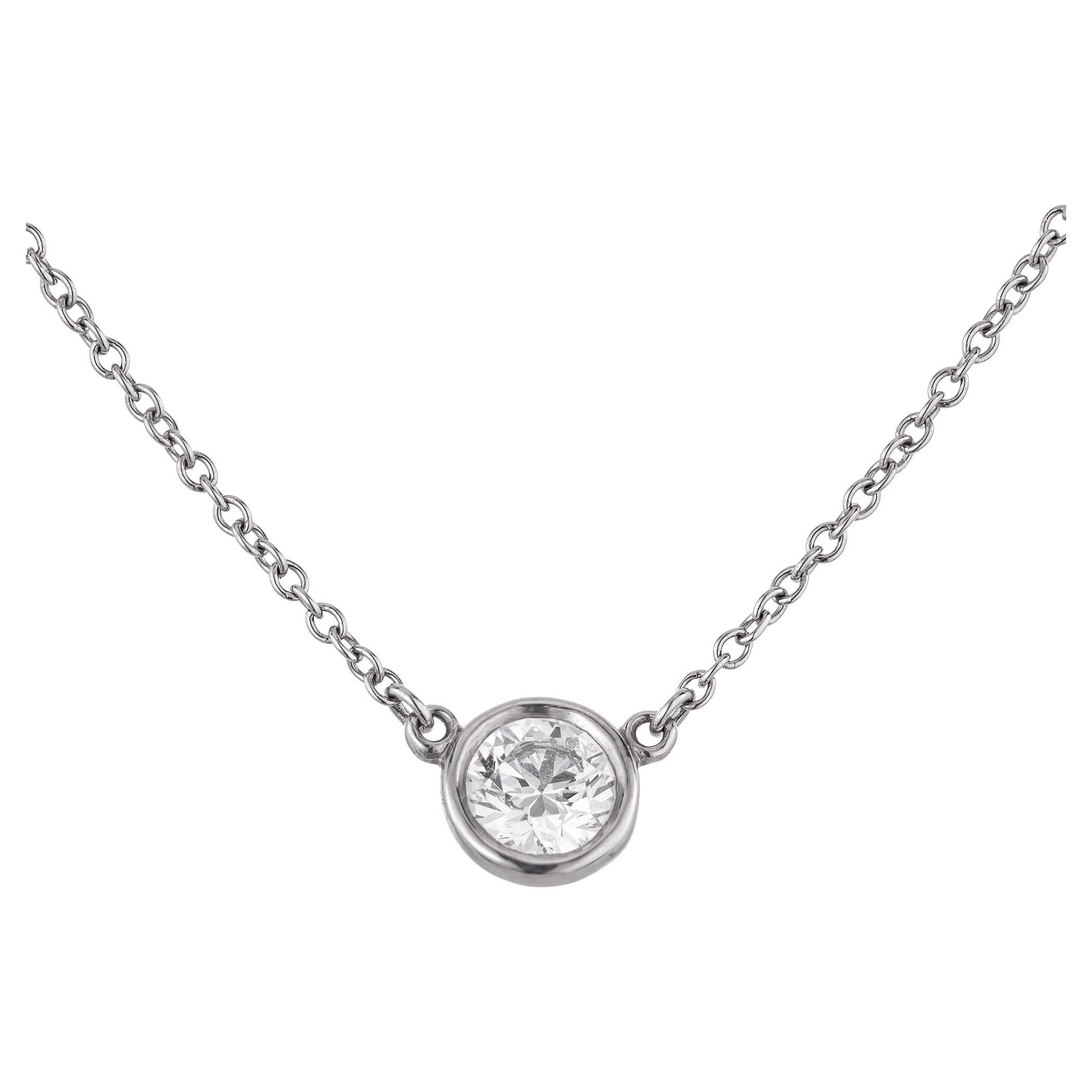 Tiffany & Co. Elsa Peretti .37 Carat Diamond Platinum Pendant Necklace