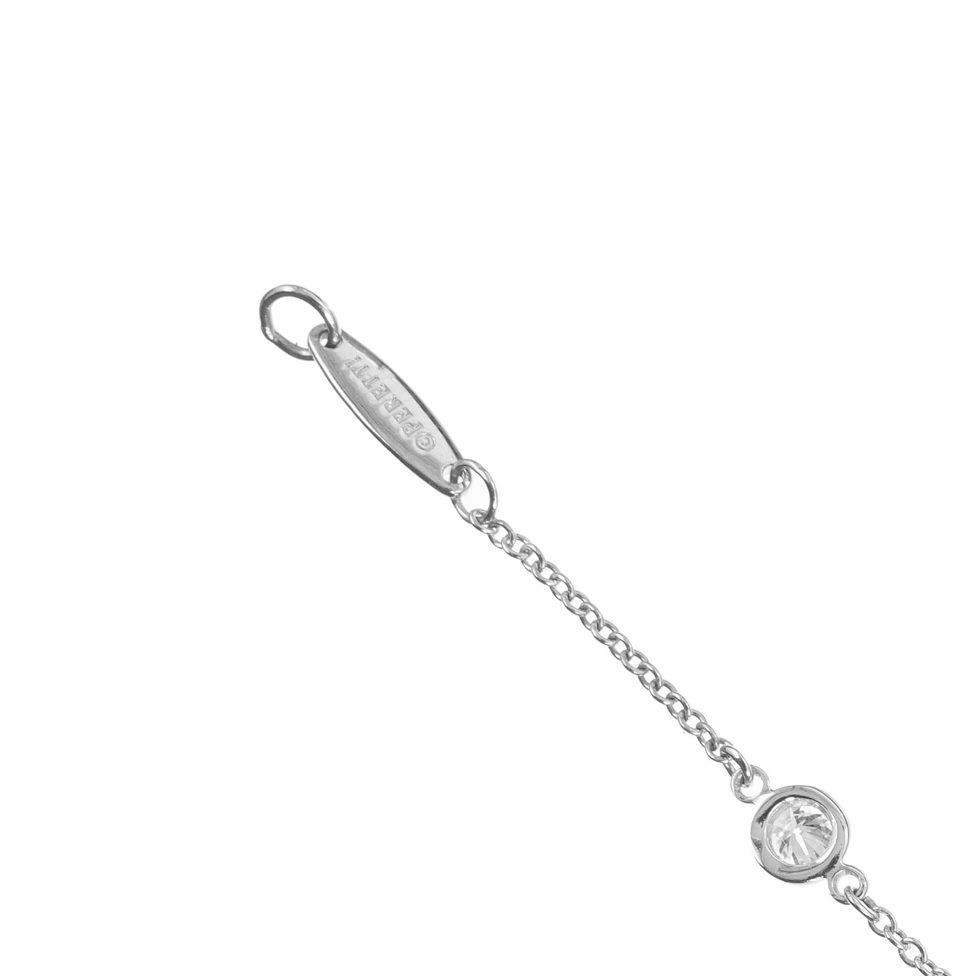 Elevate your everyday style with the timeless elegance of the Tiffany & Co featuring Elsa Peretti, .40 Carat Diamond by the Yard Platinum Bracelet. 5 bezel set round brilliant cut diamonds, G VS approx. .40cts. This exquisite piece showcases the