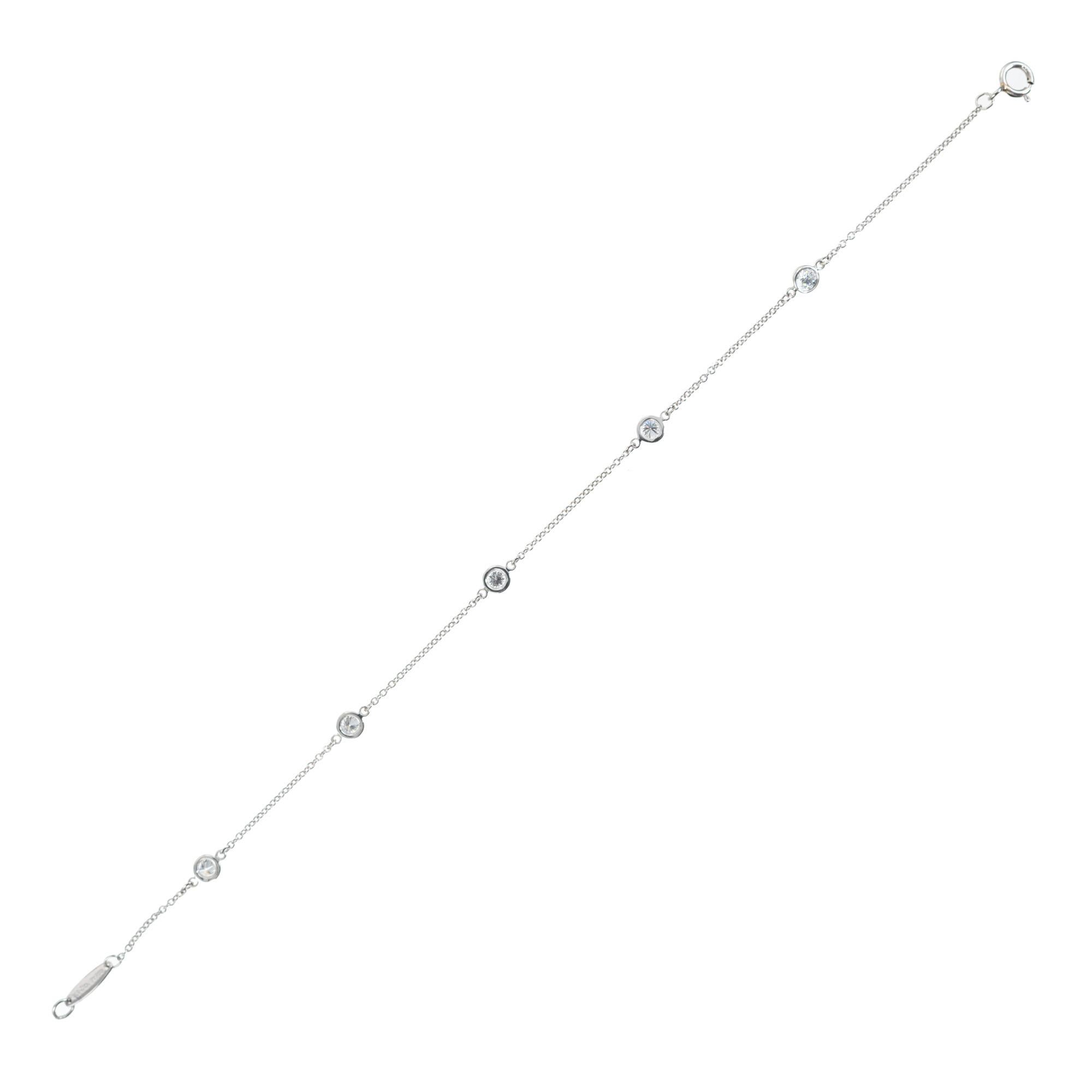 Tiffany & Co Elsa Peretti for the Yard Bracelet en platine avec un diamant de 0,40 carat  en vente 1