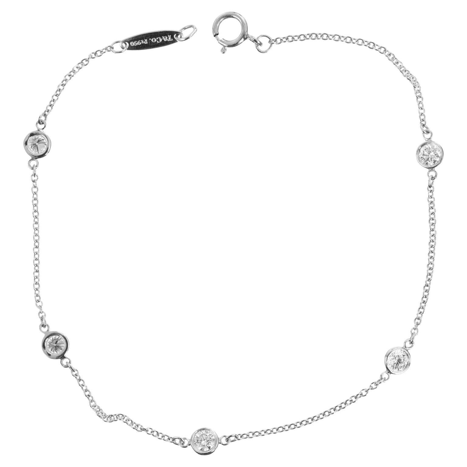Tiffany & Co Elsa Peretti .40 Carat Diamond by the Yard Platinum Bracelet  For Sale