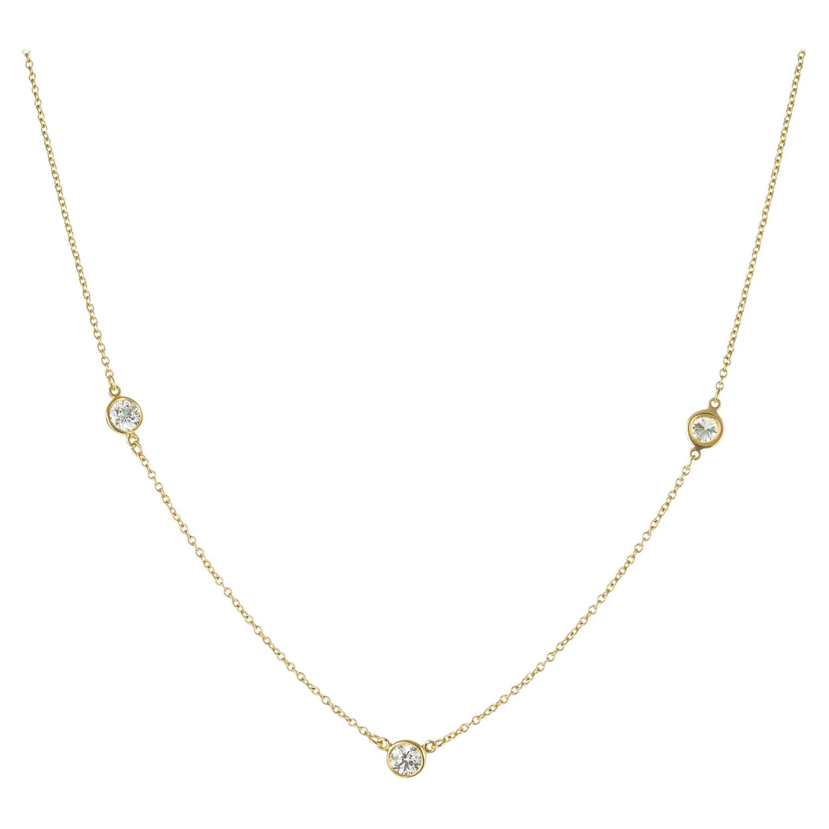 Tiffany & Co. Elsa Peretti Collier en or jaune avec diamants de 0,69 carat au mètre en vente