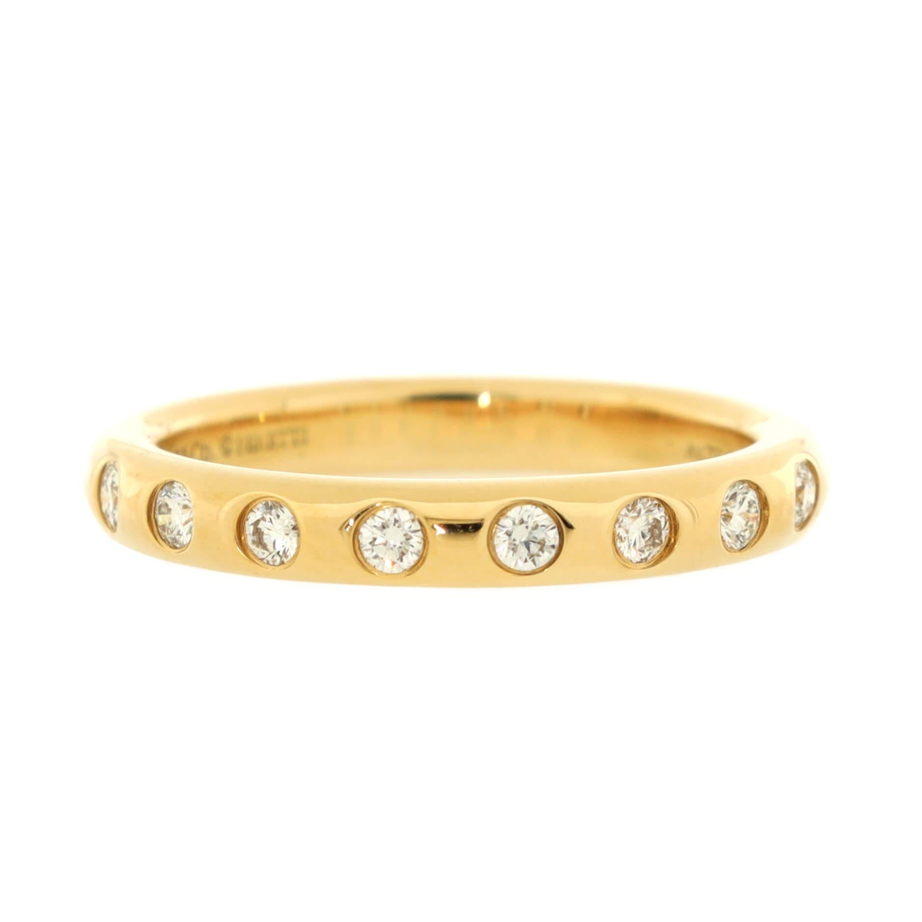 Condition: Great. Minor wear throughout.
Accessories: No Accessories
Measurements: Size: 5, Width: 2.75 mm
Designer: Tiffany & Co.
Model: Elsa Peretti 8 Diamond Stacking Band Ring 18K Yellow Gold with Diamonds
Exterior Color: Yellow Gold
Item