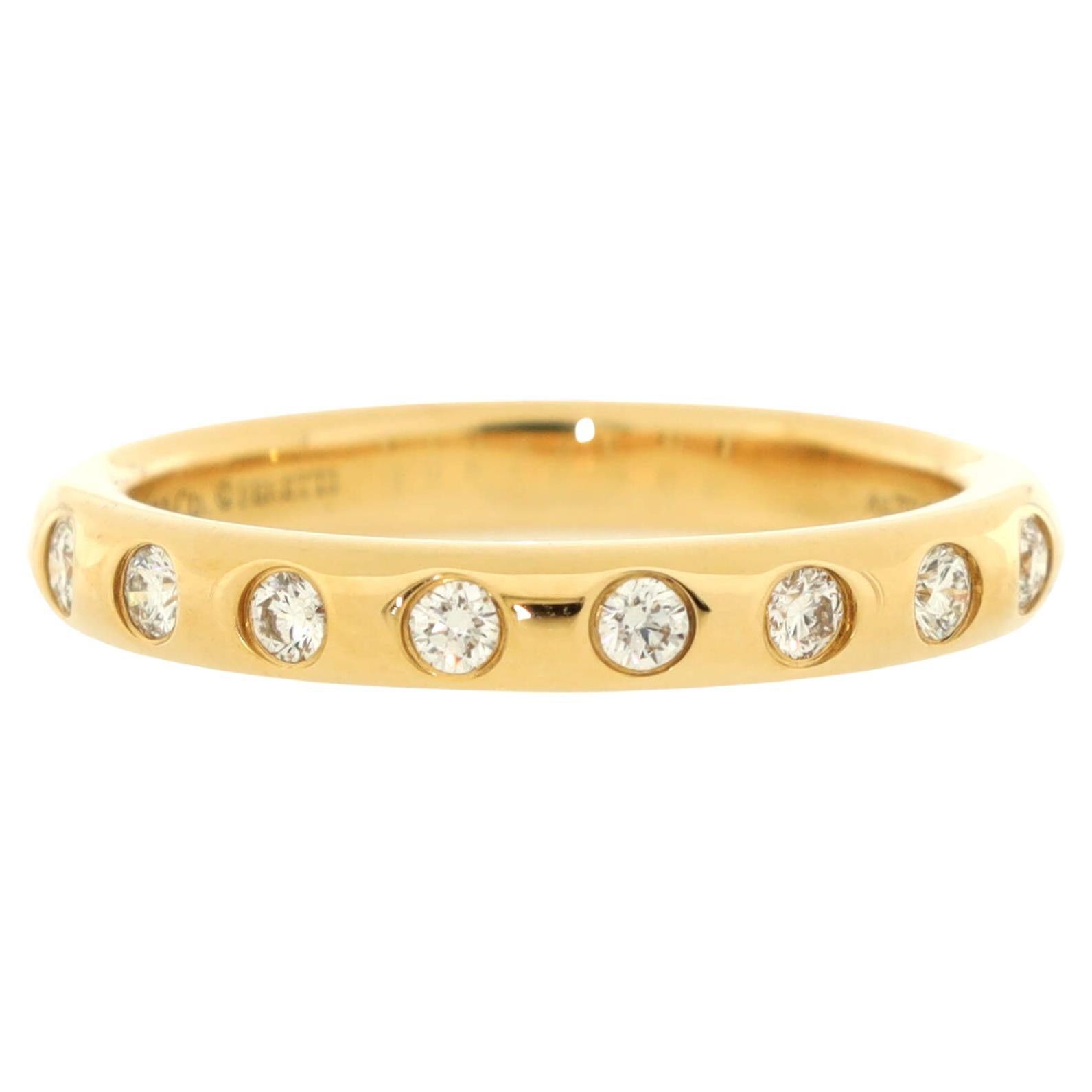 Tiffany & Co. Elsa Peretti 8 Diamond Stacking Band Ring 18K Yellow Gold