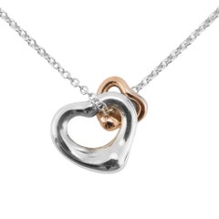 Tiffany & Co. Elsa Peretti 925 and 18K Rose Gold Open Heart Pendant Necklace