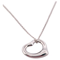 Tiffany & Co. Elsa Peretti 925 Sterling Silver Heart Pendant & 17” Chain