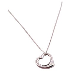 Tiffany & Co. Elsa Peretti 925 Sterling Silver Heart Pendant & 17” Chain