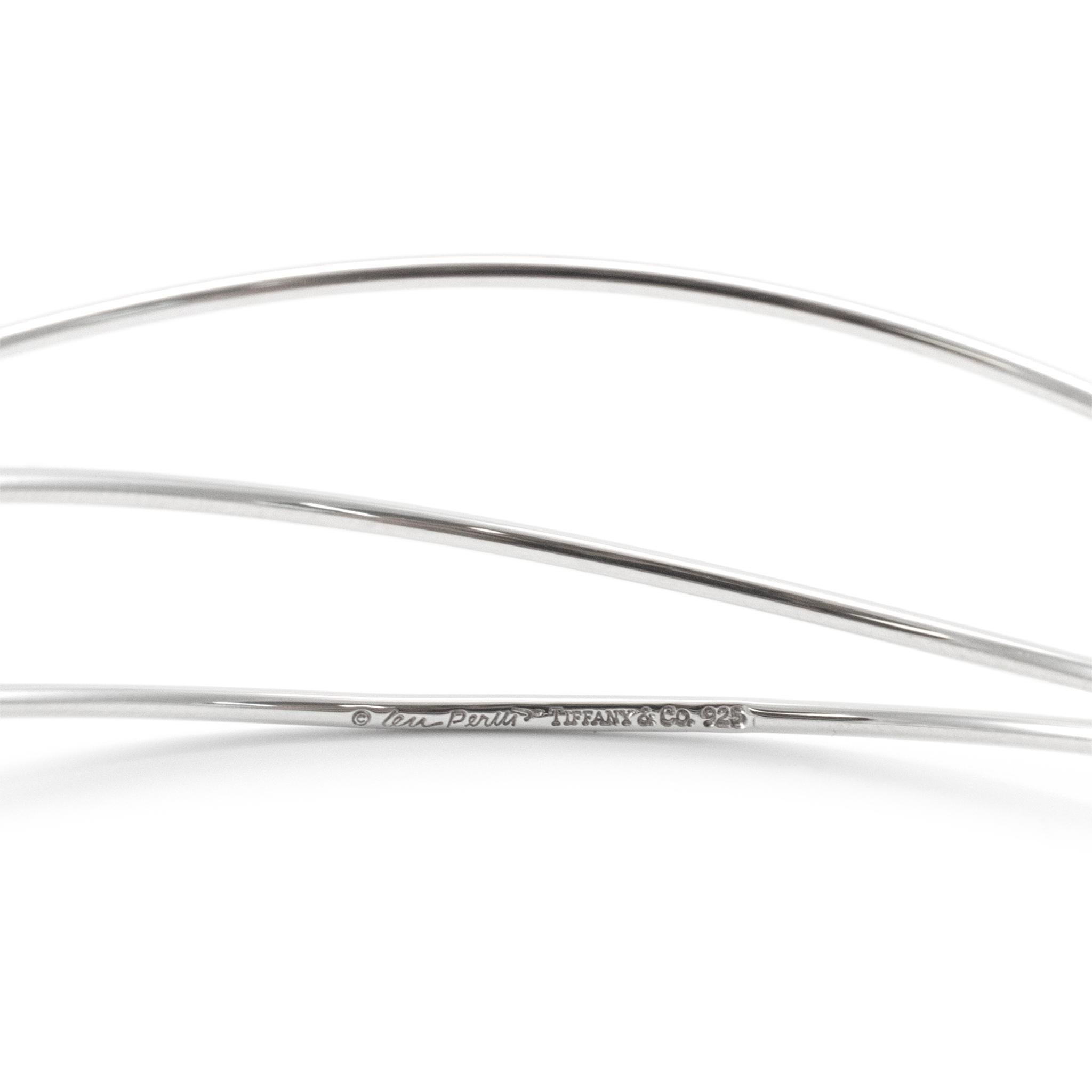 Tiffany & Co. Elsa Peretti 925 Sterlingsilber Dreireihiger Draht-Armreif Damen