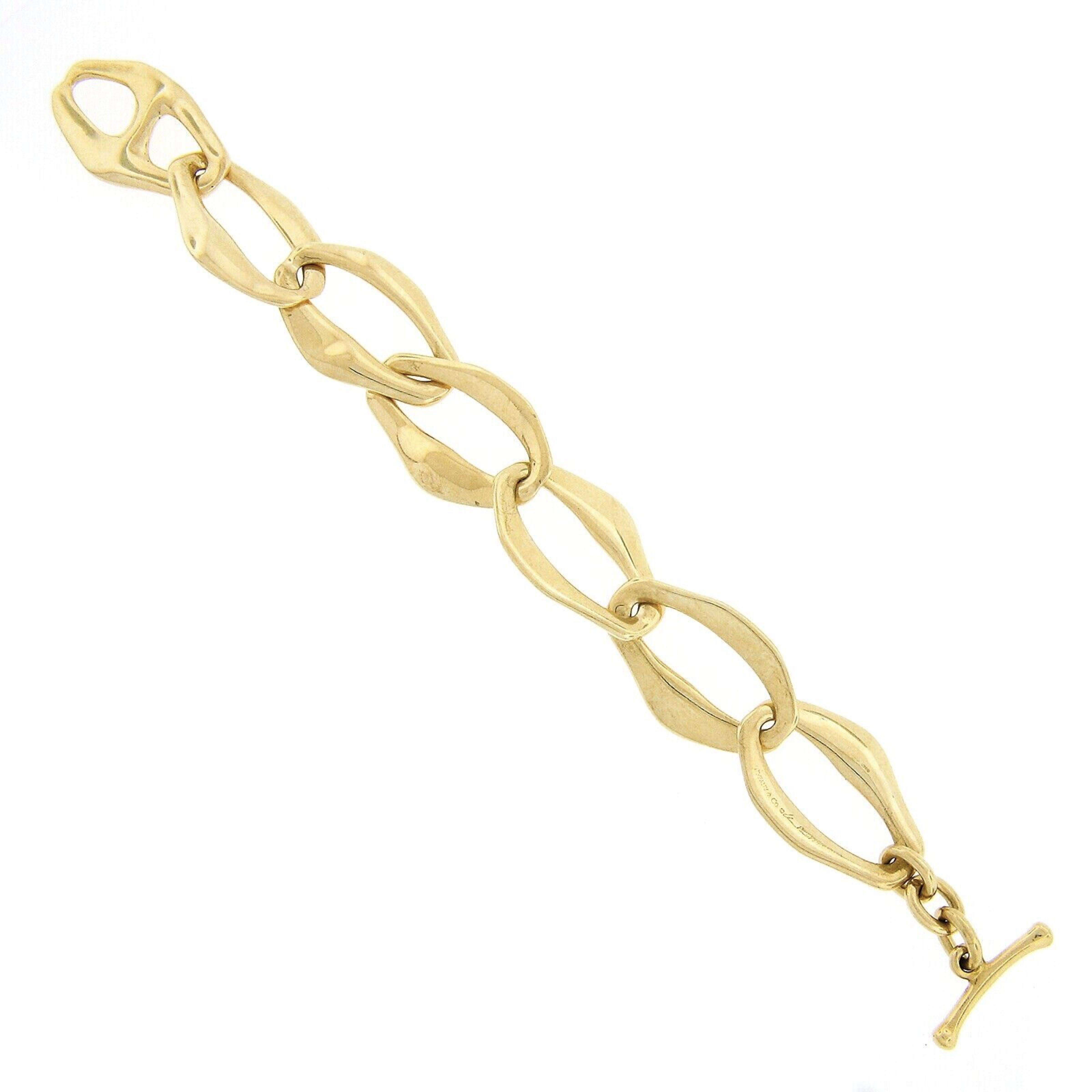 Retro Tiffany & Co. Elsa Peretti Aegean 18k Gold Polished Large Link Toggle Bracelet