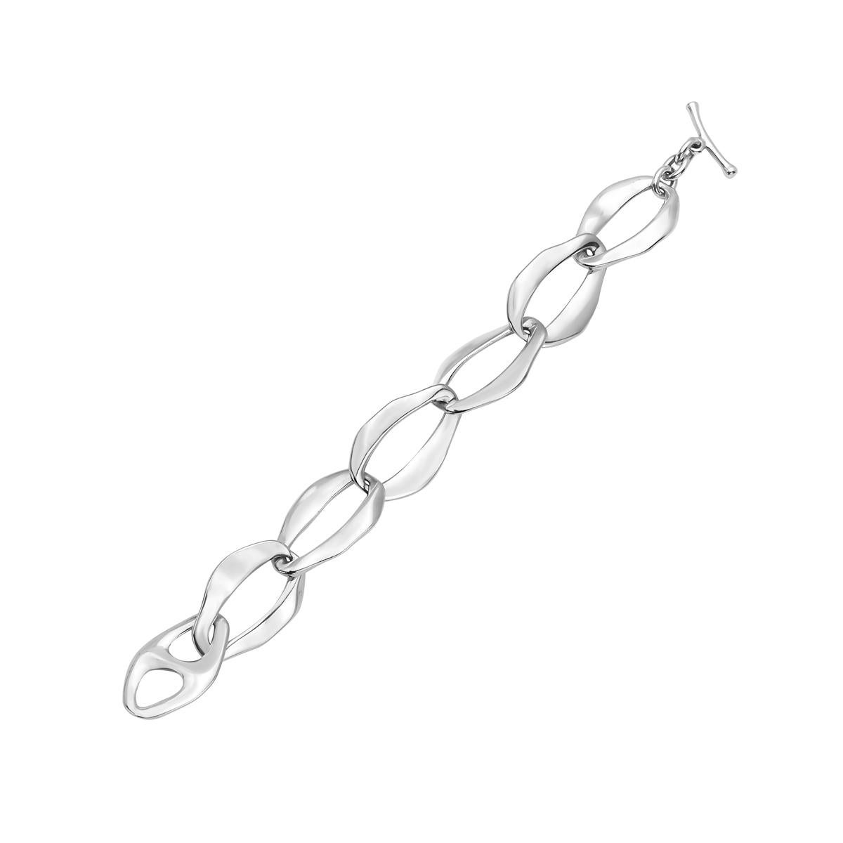 This bracelet features links that have edges smoothed as though by the waves of a vast sea. Sterling silver, small. 8