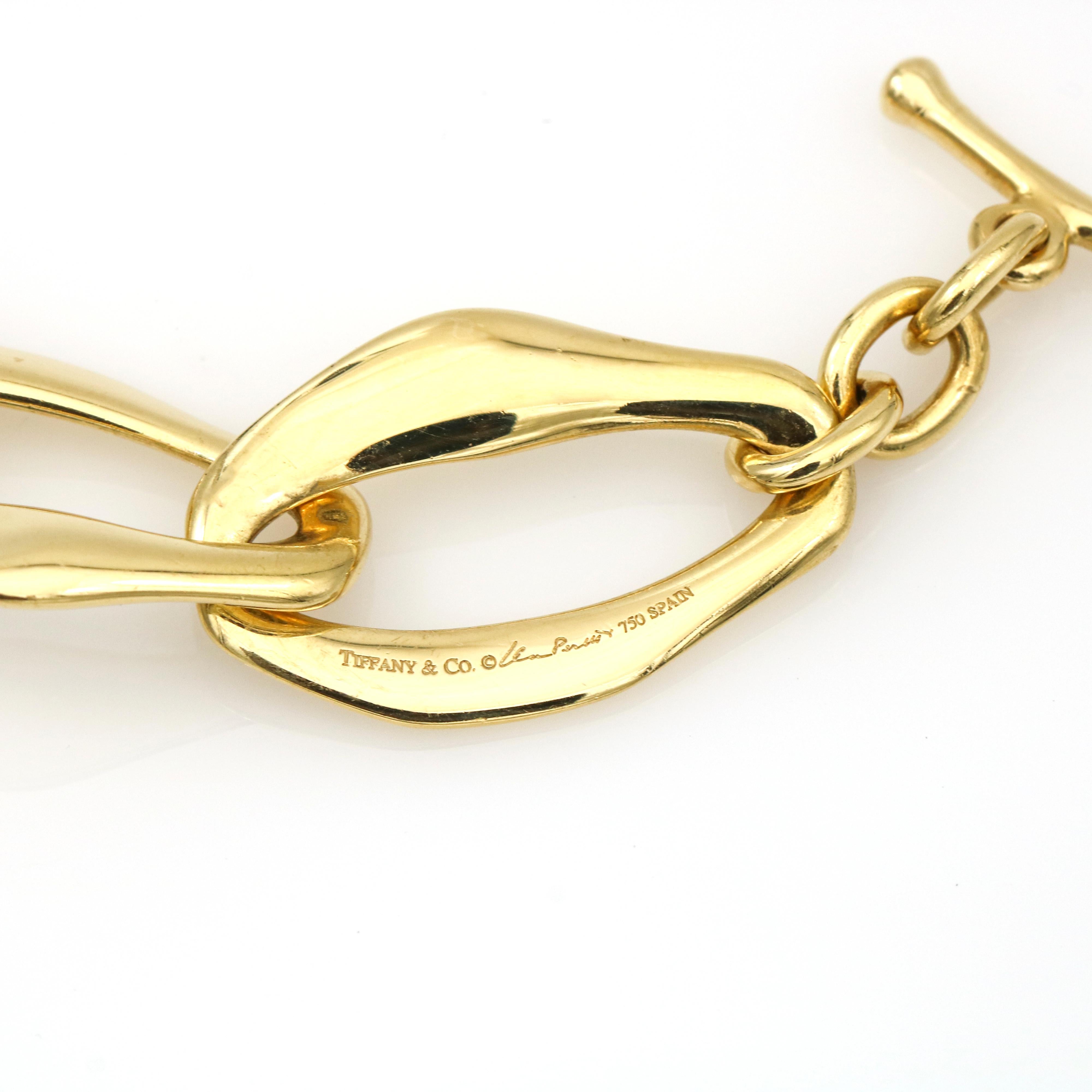 Tiffany & Co. Elsa Peretti Ägäisches Toggle-Armband aus 18 Karat Gelbgold Herren im Angebot