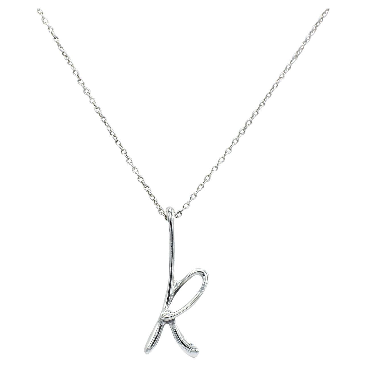 Authentic Tiffany & Co. Elsa Peretti Alphabet K Silver Necklace 16”,  Women's Fashion, Jewelry & Organisers, Necklaces on Carousell