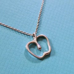 Tiffany & Co. Elsa Peretti Apple Open Pendant Necklace Sterling Silver 16 inch
