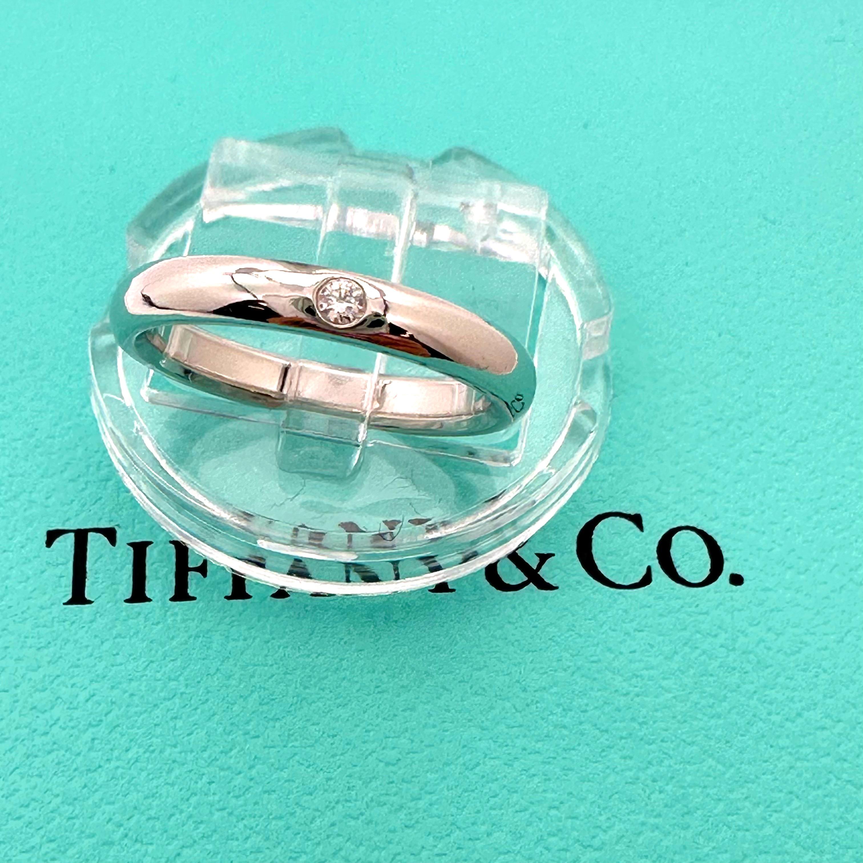 Round Cut Tiffany & Co. Elsa Peretti Band Ring with Diamond in Platiunum For Sale