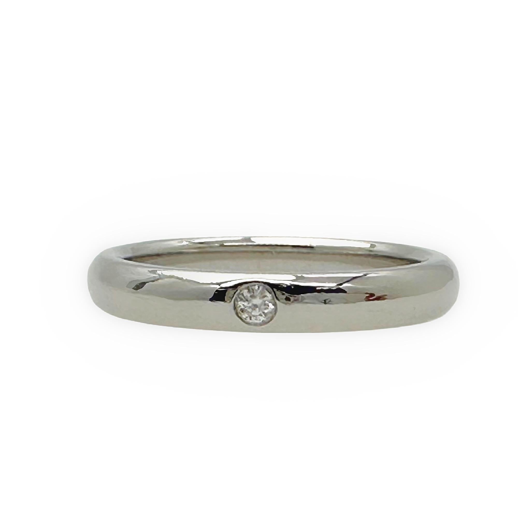 Tiffany & Co. Elsa Peretti Band Ring with Diamond in Platiunum In Excellent Condition For Sale In San Diego, CA