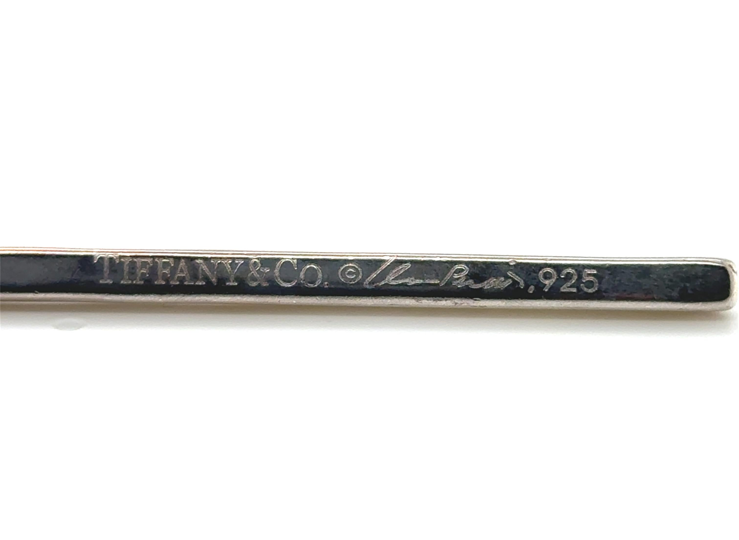 Women's or Men's Tiffany & Co. Elsa Peretti Bar Pendant 925 Sterling Silver 3 Inch