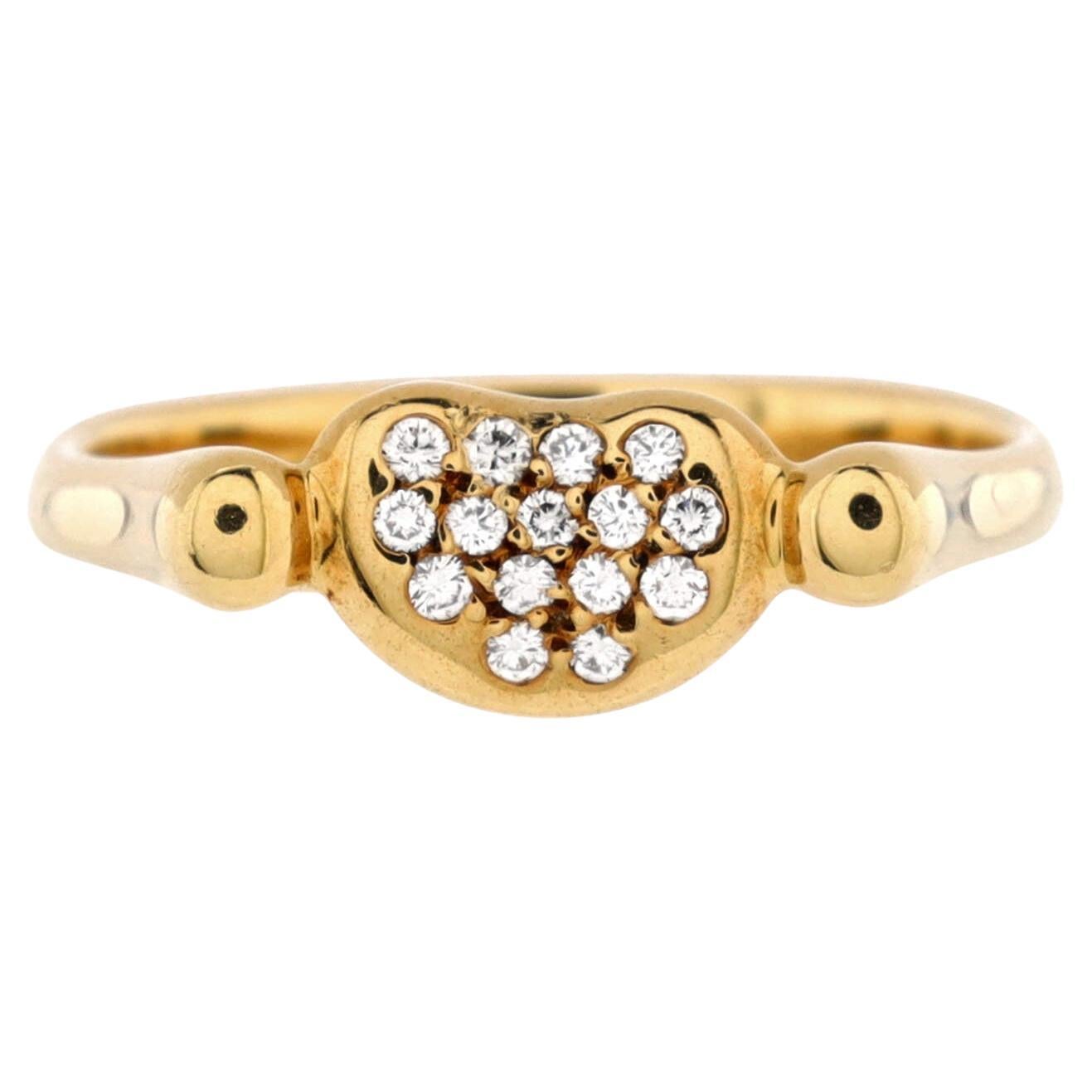 Tiffany & Co. Elsa Peretti Bean Band Ring 18K Yellow Gold with Diamonds