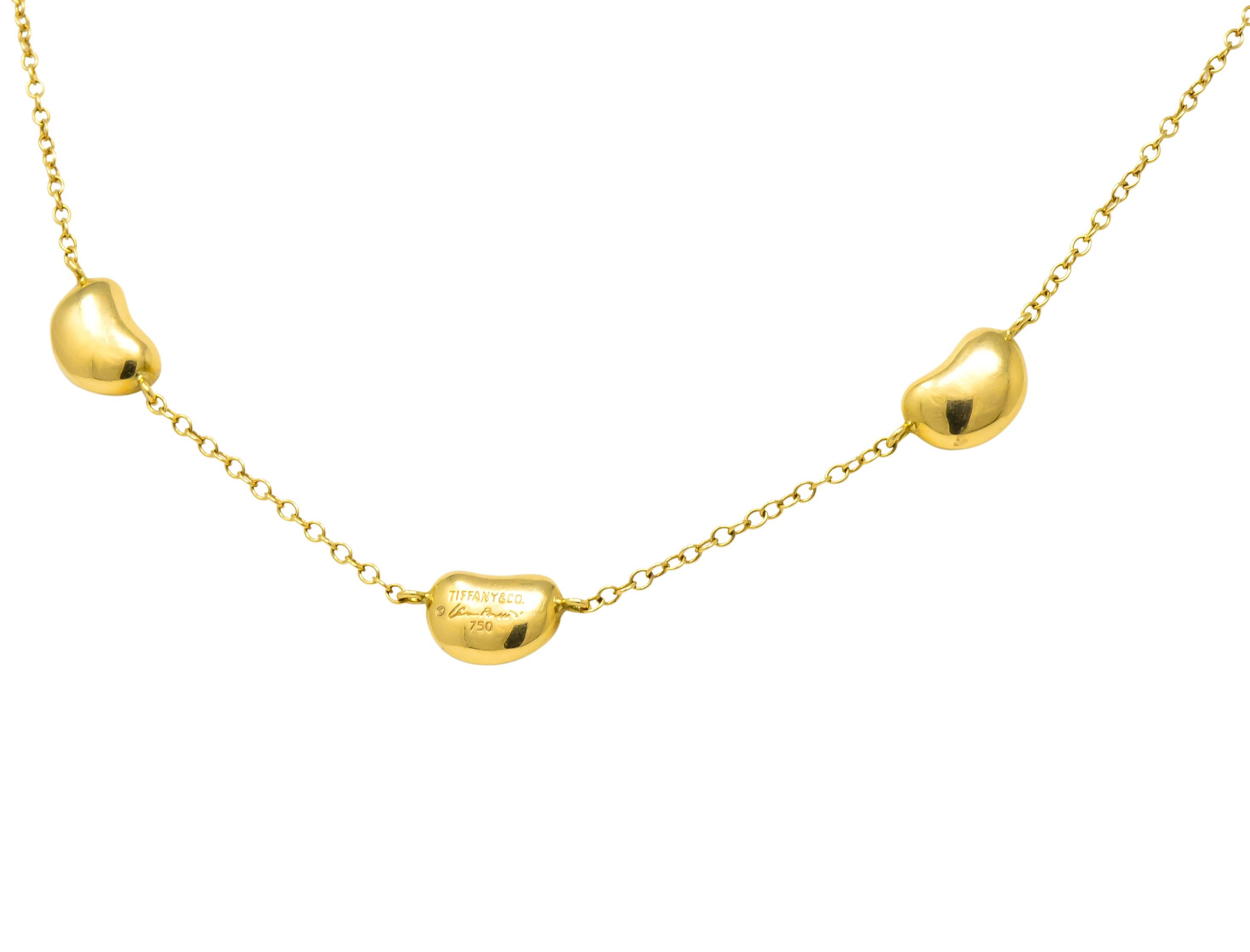Modern Tiffany & Co. Elsa Peretti Bean Design 18 Karat Gold Necklace