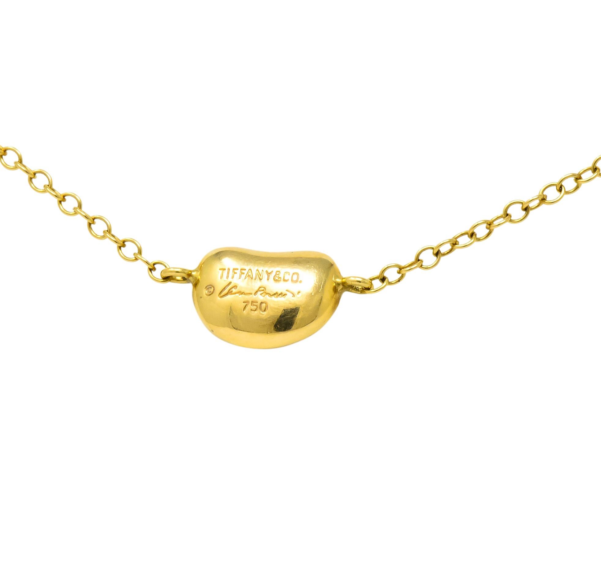 Tiffany & Co. Elsa Peretti Bean Design 18 Karat Gold Necklace In Excellent Condition In Philadelphia, PA