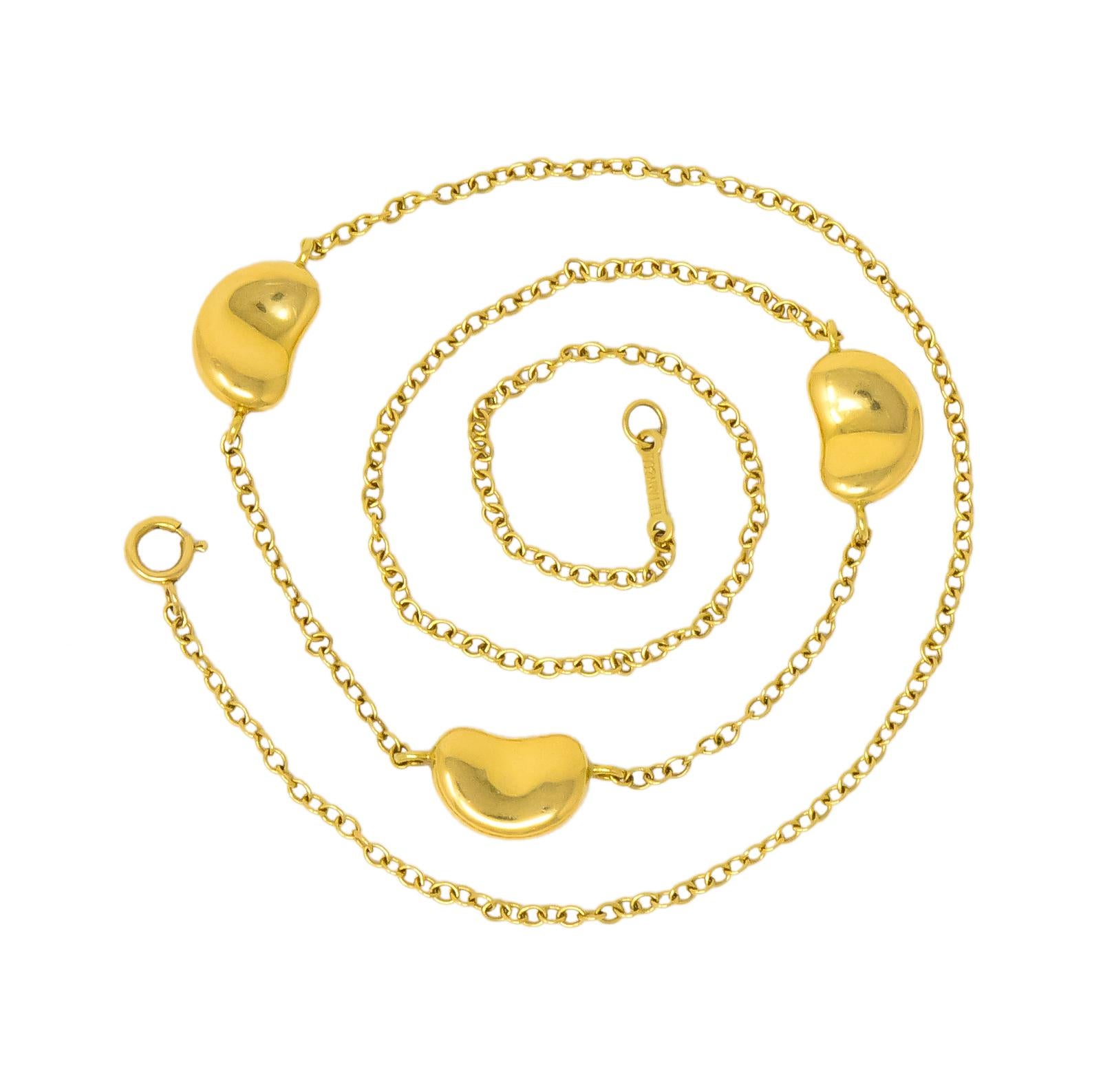 Women's or Men's Tiffany & Co. Elsa Peretti Bean Design 18 Karat Gold Necklace