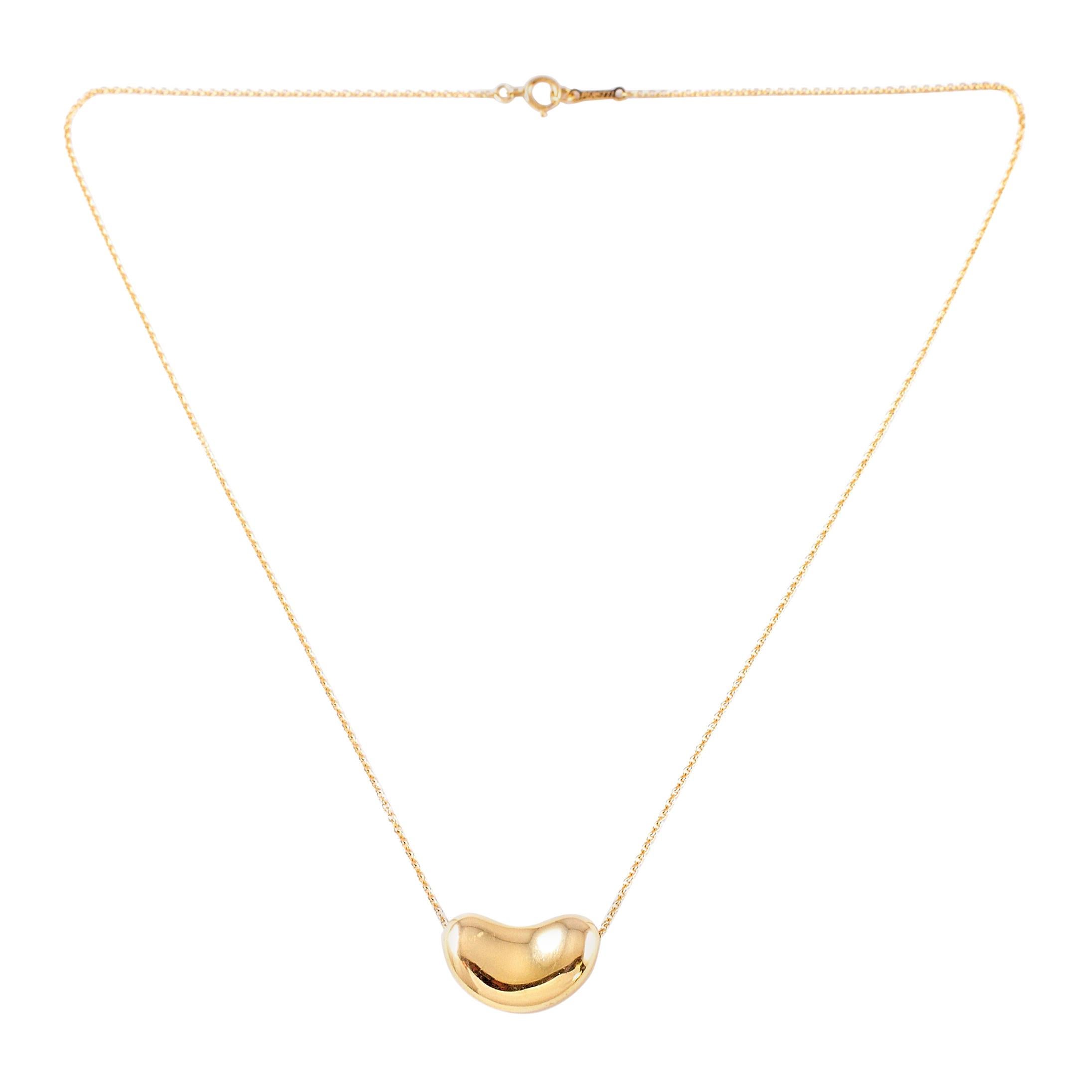 Tiffany 
Co. Elsa Peretti Bean Necklace in 18 Karat Yellow Gold