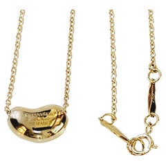 Tiffany & Co Elsa  Peretti Bean Pendant Necklace 18k Yellow Gold 
