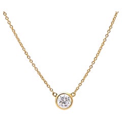 Tiffany & Co. Elsa Peretti Bezel Diamond Pendant Necklace 18K Yellow Gold .45 Ct