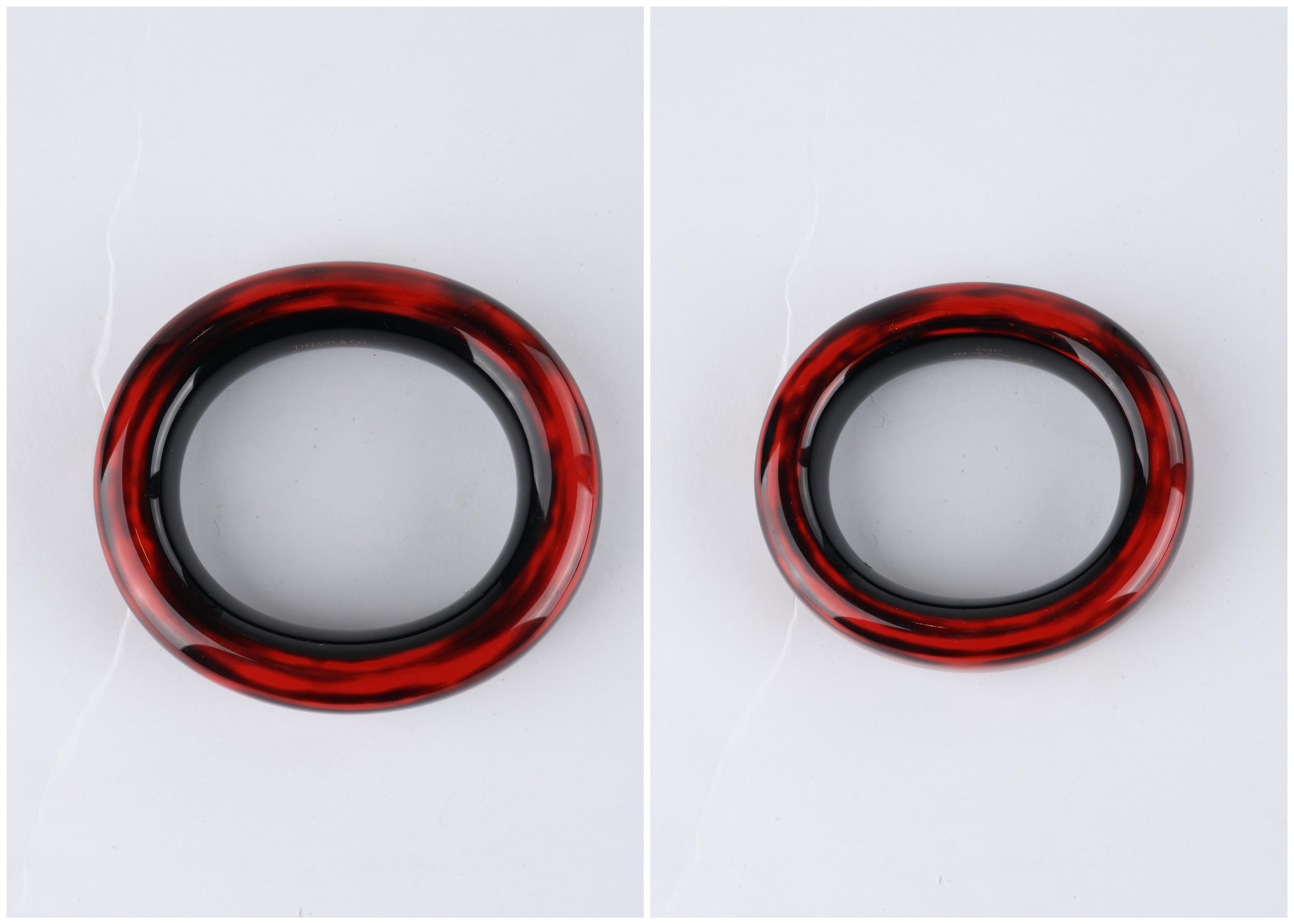 TIFFANY & CO. ELSA PERETTI Black Red Polished Lacquer Hard Wood Bangle Bracelet For Sale 6