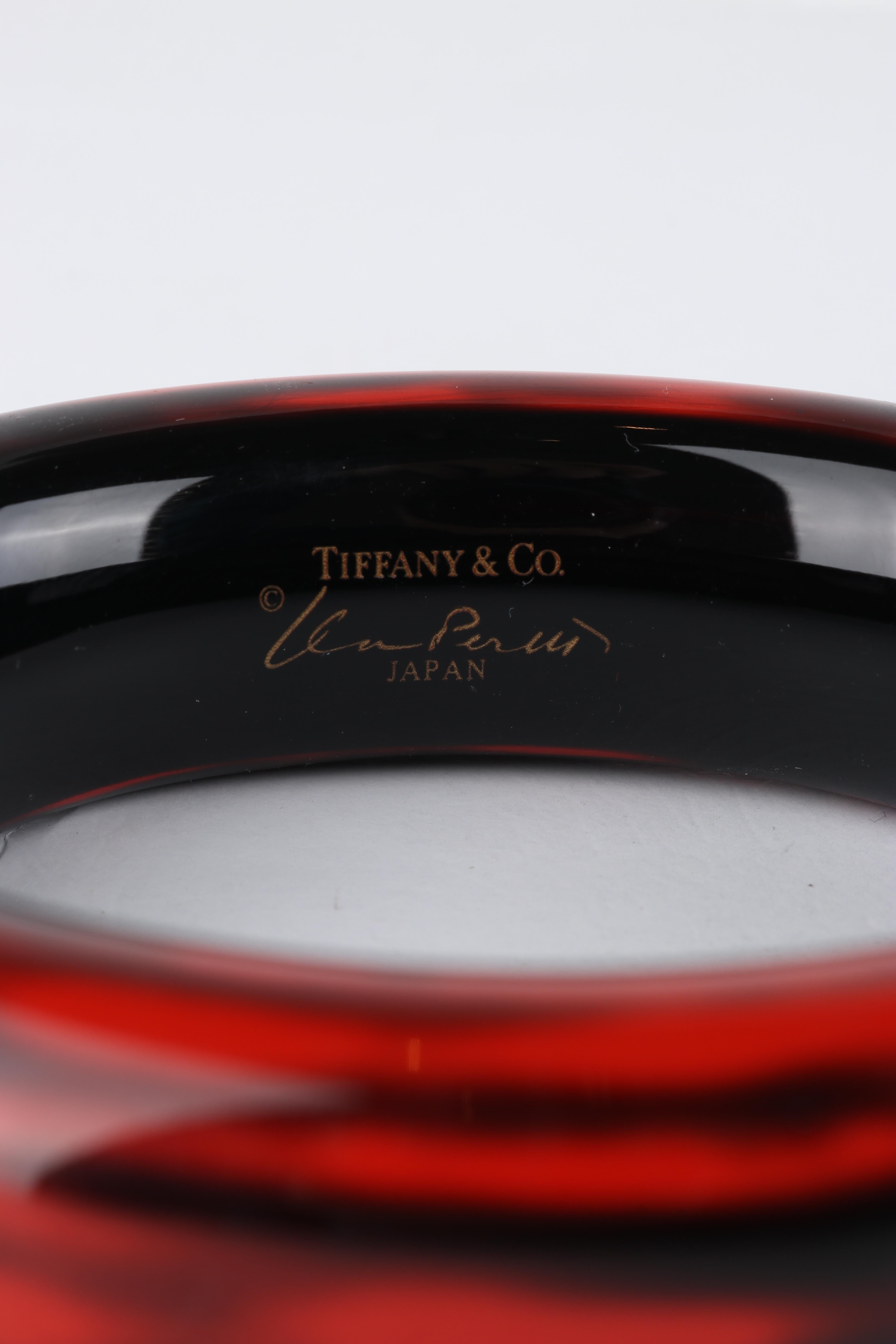 TIFFANY & CO. ELSA PERETTI Black Red Polished Lacquer Hard Wood Bangle Bracelet For Sale 5