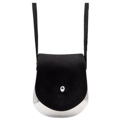 Tiffany & Co. Elsa Peretti Campana Sterling Silver & Black Suede Crossbody Bag