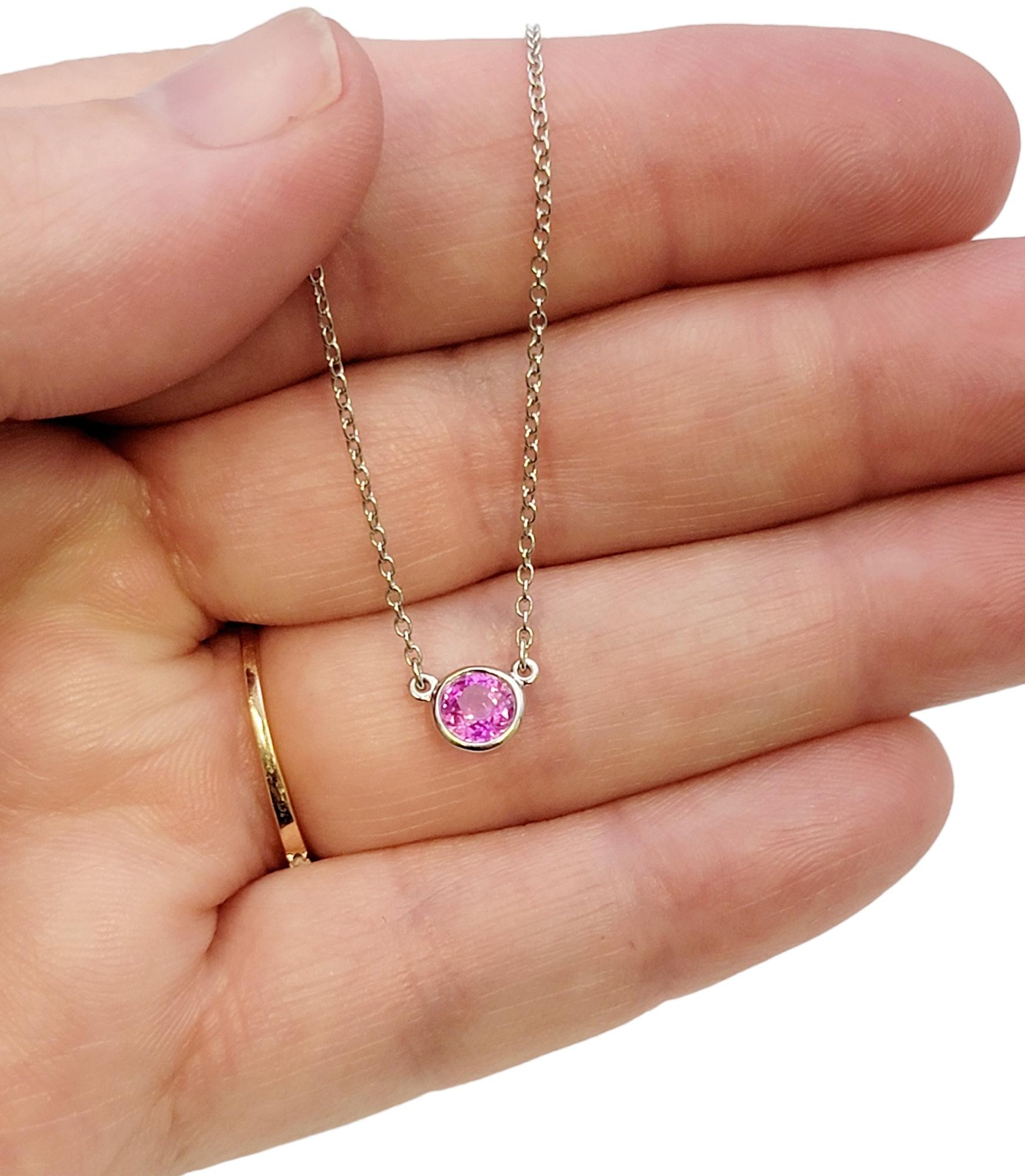 Tiffany & Co. Elsa Peretti Color by the Yard Pink Sapphire Solitaire Necklace 1