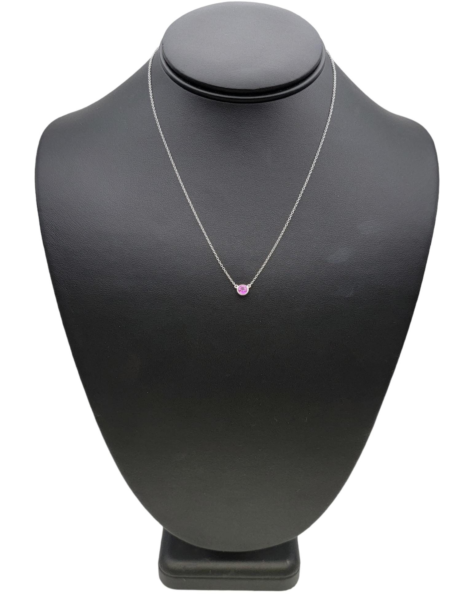 Tiffany & Co. Elsa Peretti Color by the Yard Pink Sapphire Solitaire Necklace 3