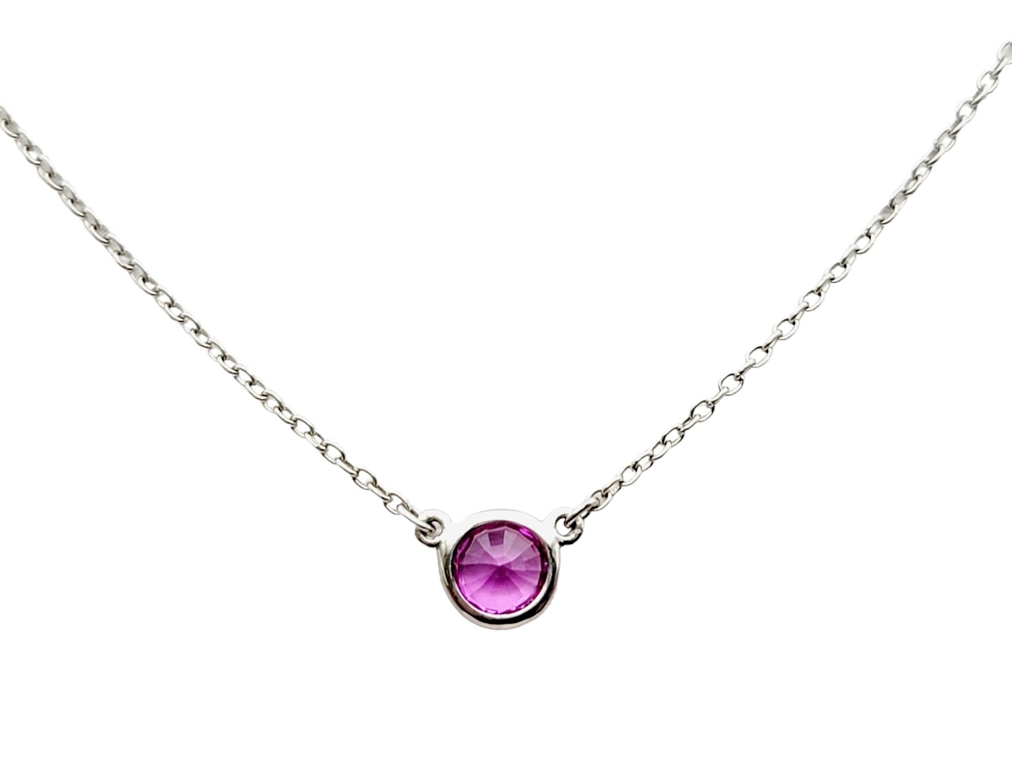 Taille ronde Tiffany & Co. Elsa Peretti Color by the Yard Collier solitaire en saphir rose