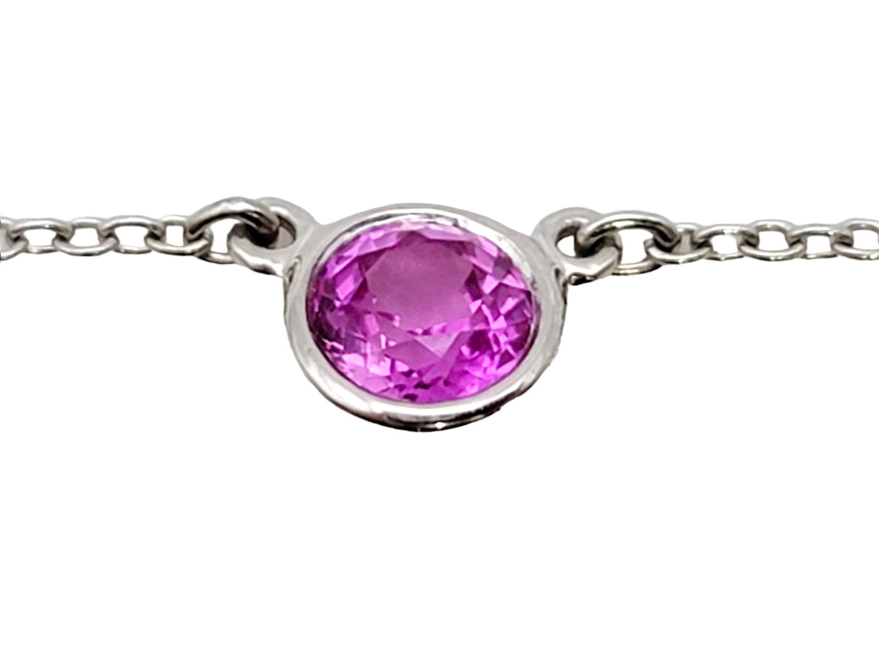 Contemporary Tiffany & Co. Elsa Peretti Color by the Yard Pink Sapphire Solitaire Necklace