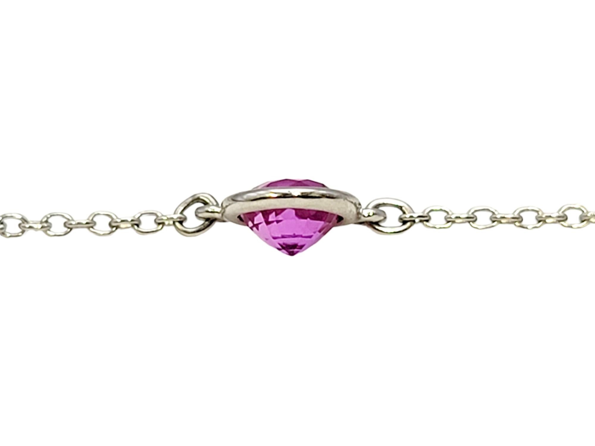 Round Cut Tiffany & Co. Elsa Peretti Color by the Yard Pink Sapphire Solitaire Necklace