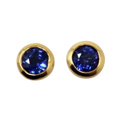 Tiffany & Co Elsa Peretti Color by the Yard Sapphire 18 Karat Gold Stud Earrings