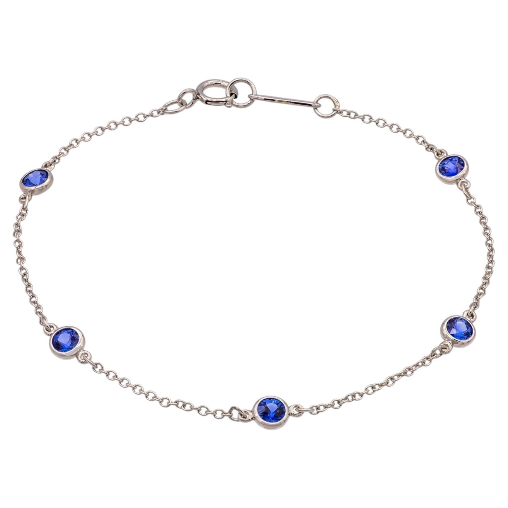 Tiffany & Co. Pulsera «Color by the Yard» de Elsa Peretti con zafiros, en platino, 6,5 pulgadas