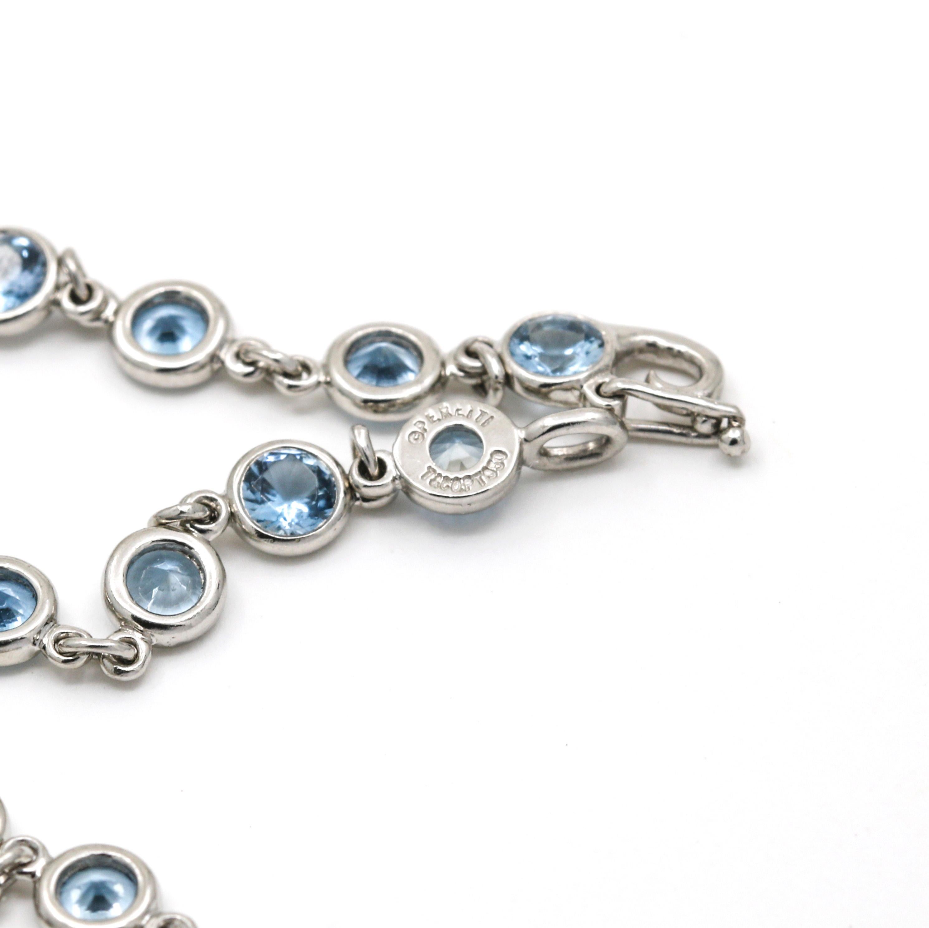 Round Cut Rare Tiffany & Co. Platinum Aquamarine Colors by the Yard Bracelet - 23 Stones For Sale