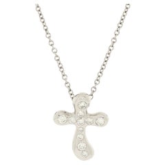 Tiffany & Co. Elsa Peretti Cross Pendant Necklace Platinum and Diamonds Small