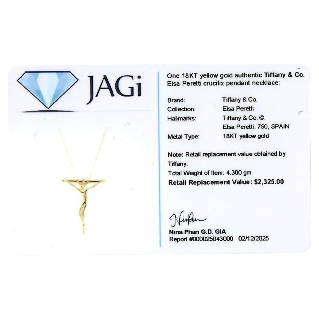 Tiffany & Co. Elsa Peretti Crucifix Pendant Necklace in 18 Karat Yellow Gold For Sale 7