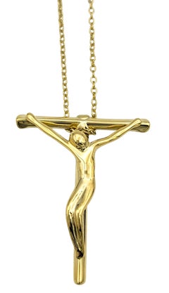 Tiffany & Co. Elsa Peretti Crucifix Pendant Necklace in 18 Karat Yellow Gold