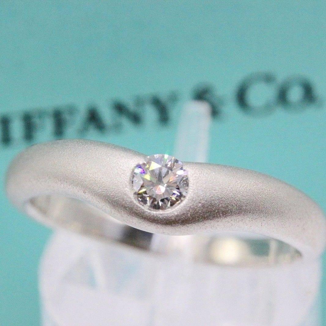 Round Cut Tiffany & Co. Elsa Peretti Curve Band Diamond Platinum Ring
