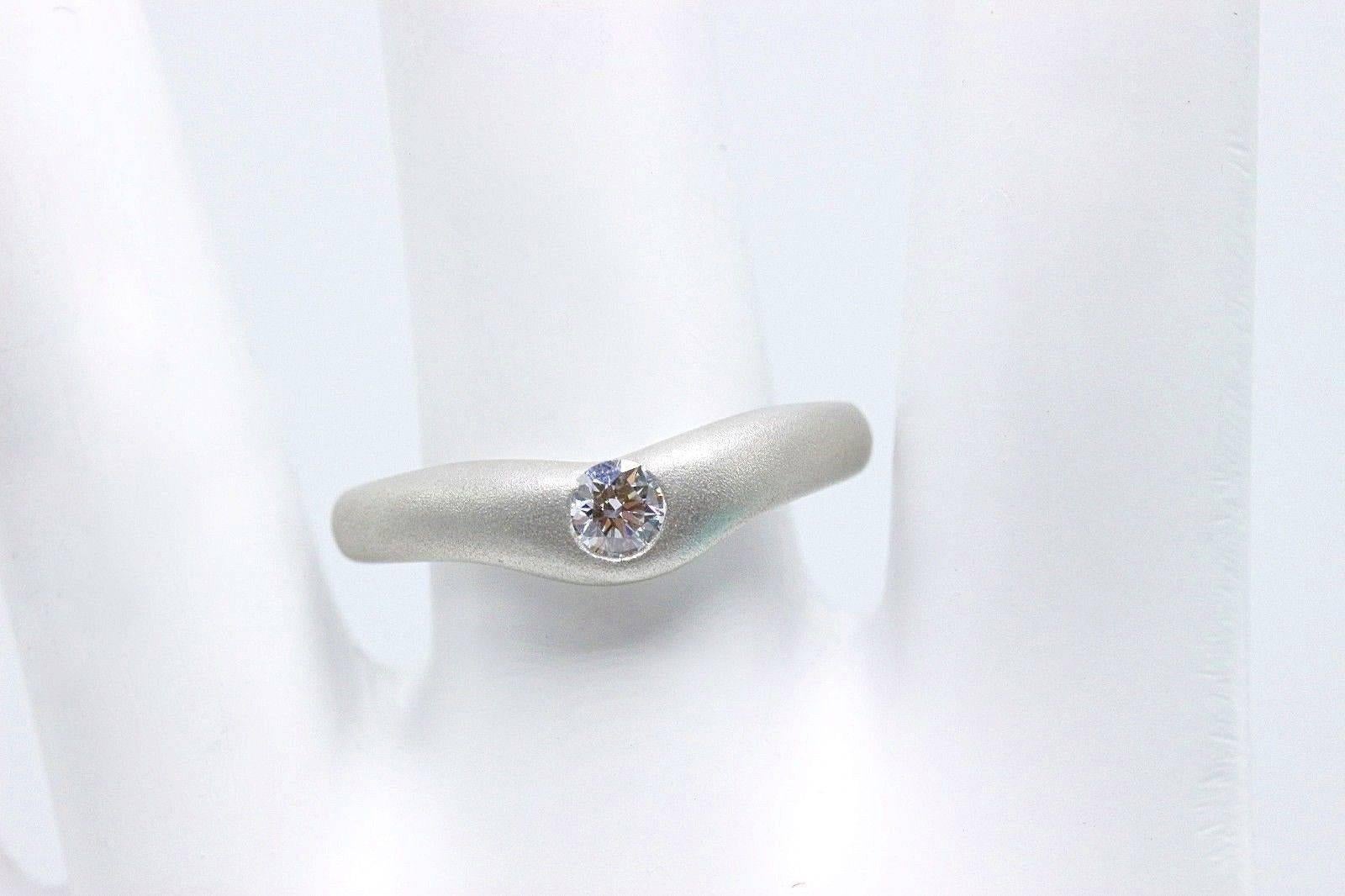 Tiffany & Co. Elsa Peretti Curve Band Diamond Platinum Ring In Excellent Condition In San Diego, CA