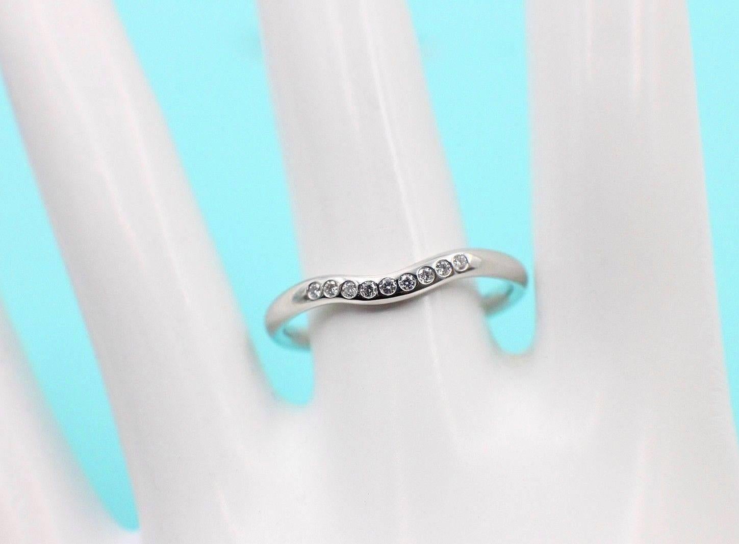 Tiffany & Co. Elsa Peretti Curved Diamond Wedding Band Ring in Platinum 2
