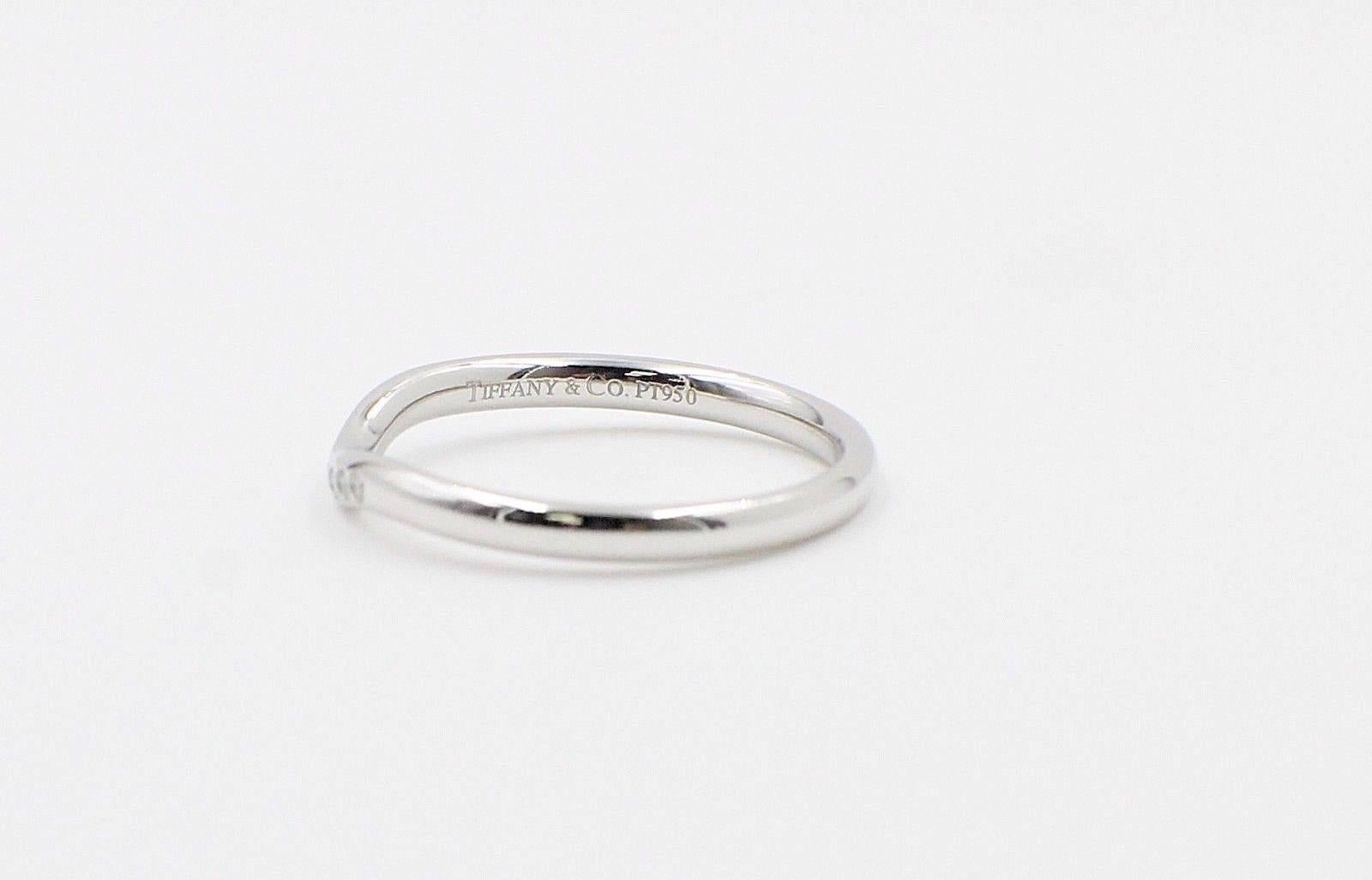 Round Cut Tiffany & Co. Elsa Peretti Curved Diamond Wedding Band Ring in Platinum