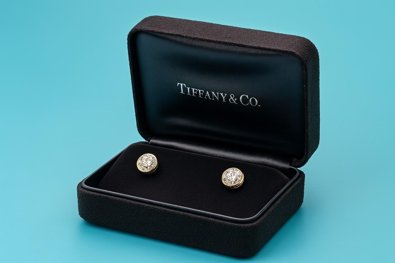 Taille ronde Tiffany & Co. Boucles d'oreilles en platine avec diamants personnalisés Elsa Peretti en vente