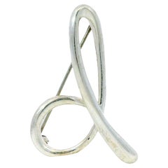 Tiffany & Co. Elsa Peretti "d" Letter Brooch Pendant in Silver